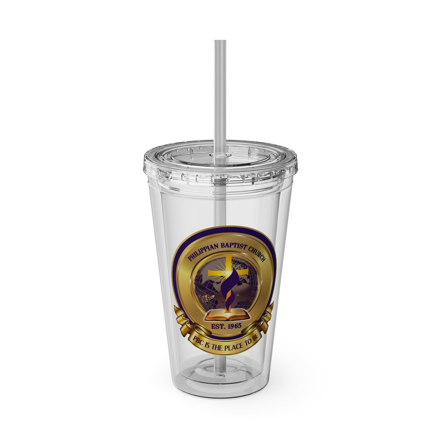 P.B.C. Logo Sunsplash Tumbler with Straw, 16oz